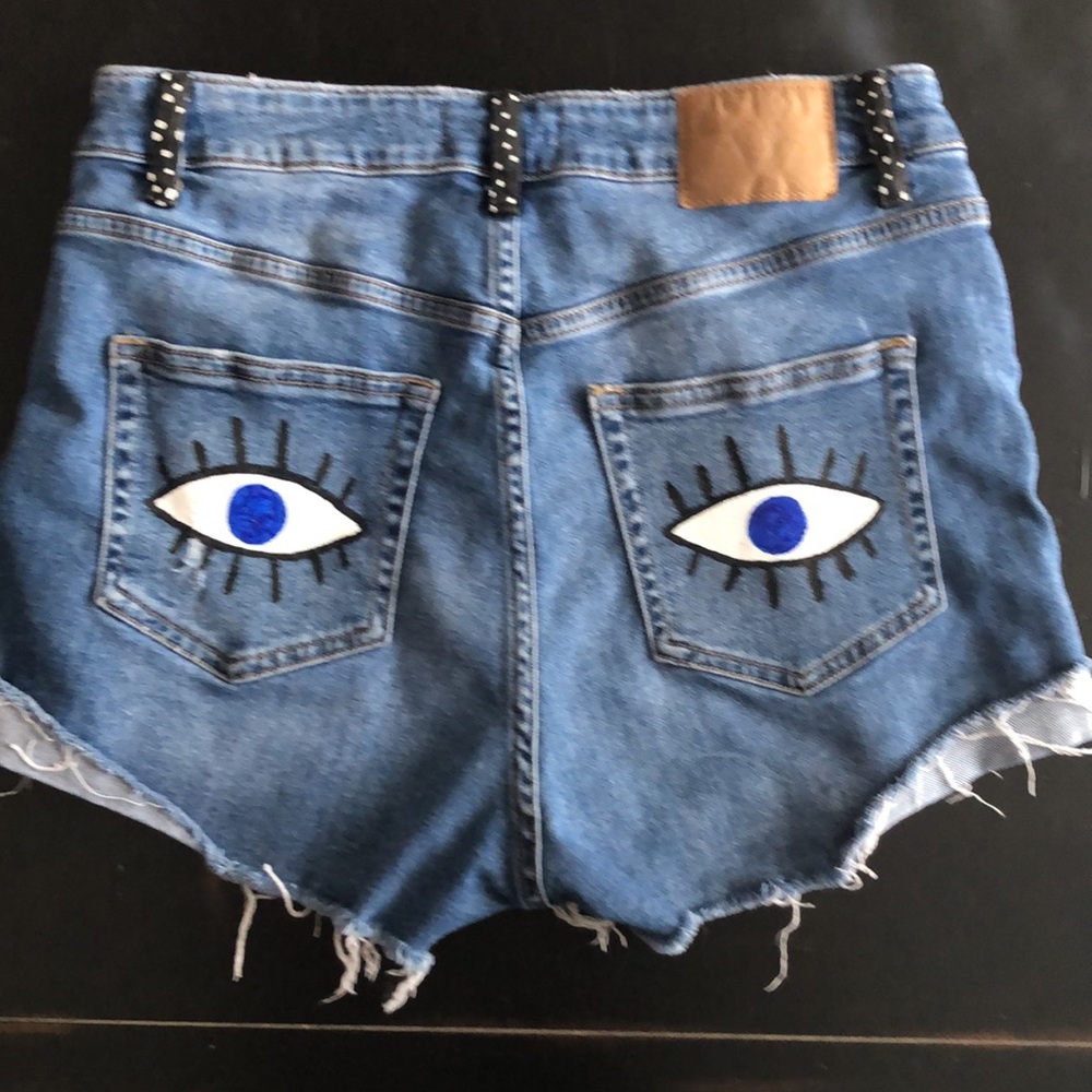 H&M Painted Jean Shorts